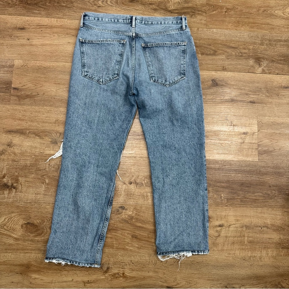 Agolde Lana Mid Rise Vintage Straight Crop Backdrop Distress Light Wash Size‎ 30 - Picture 4 of 8